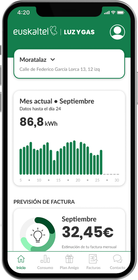 Euskaltel - Gestiona tu consumo desde la <span>app</span> de Euskaltel LUZ y GAS